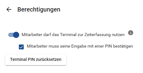 Berechtigung Terminal PIN zurücksetzen