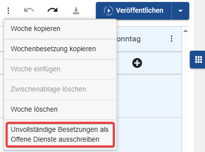 Unvollständige Bessetzungen als Offene Dienste ausschreiben